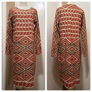 LuLaRoe Womens Debbie Dress Elegant Collection Sz XL Aztec Geometric